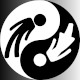 Il simbolo yin-yang con le icone uomo e donna