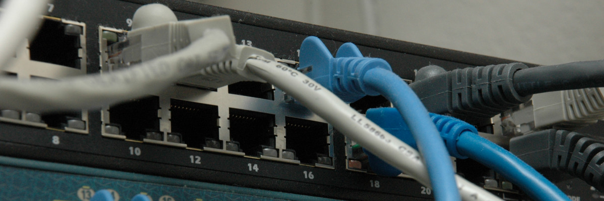 Cavi Ethernet attaccati alle porte di uno switch